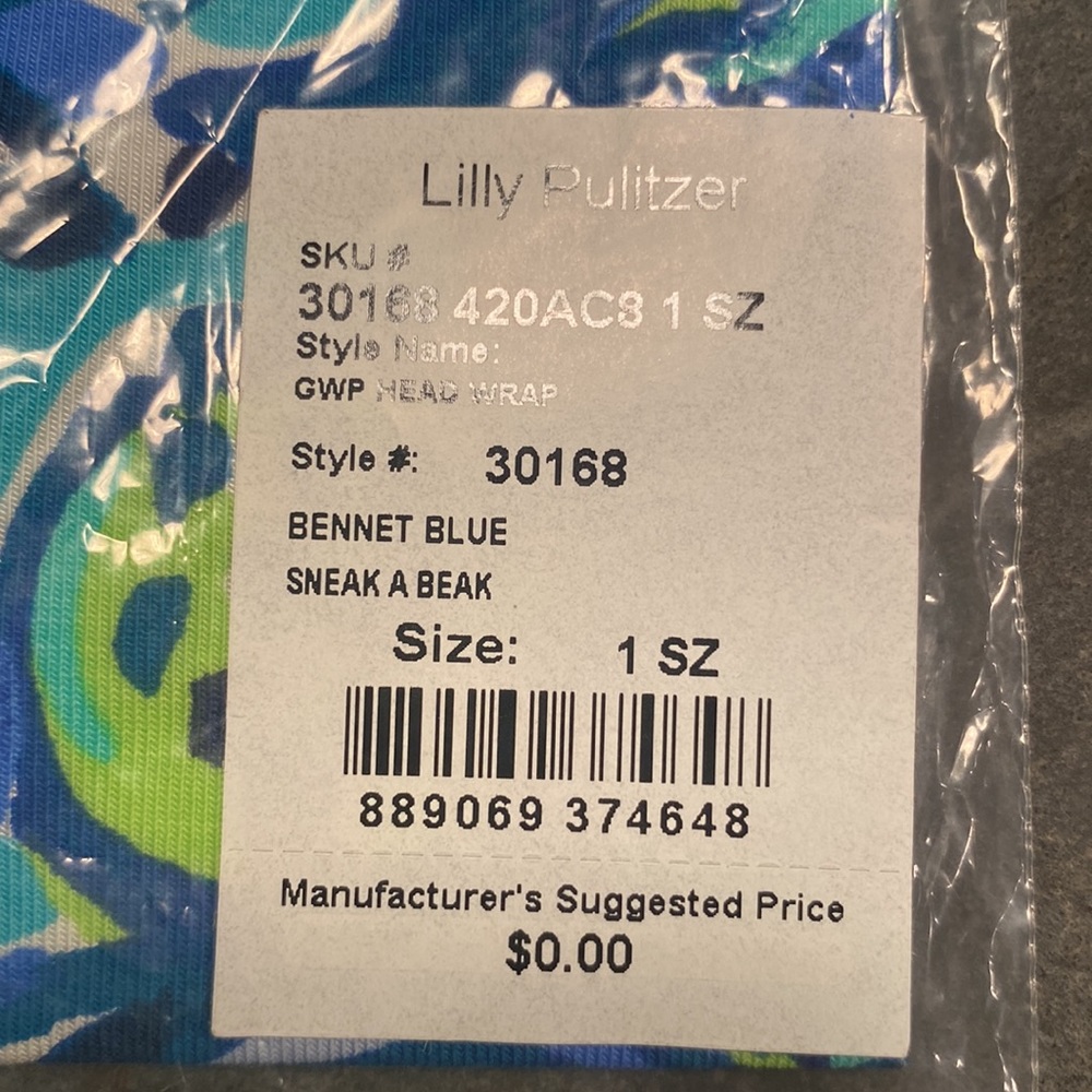 Lilly Pulitzer GWP Head Wrap Sneak a Break Bennet Blue - Picture 4 of 5